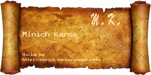 Minich Karsa névjegykártya